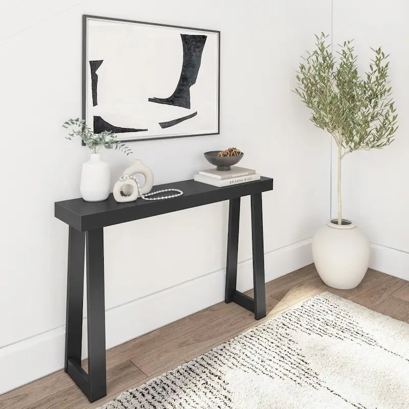 Table console style classique Blanc / Noyer US – 46 po