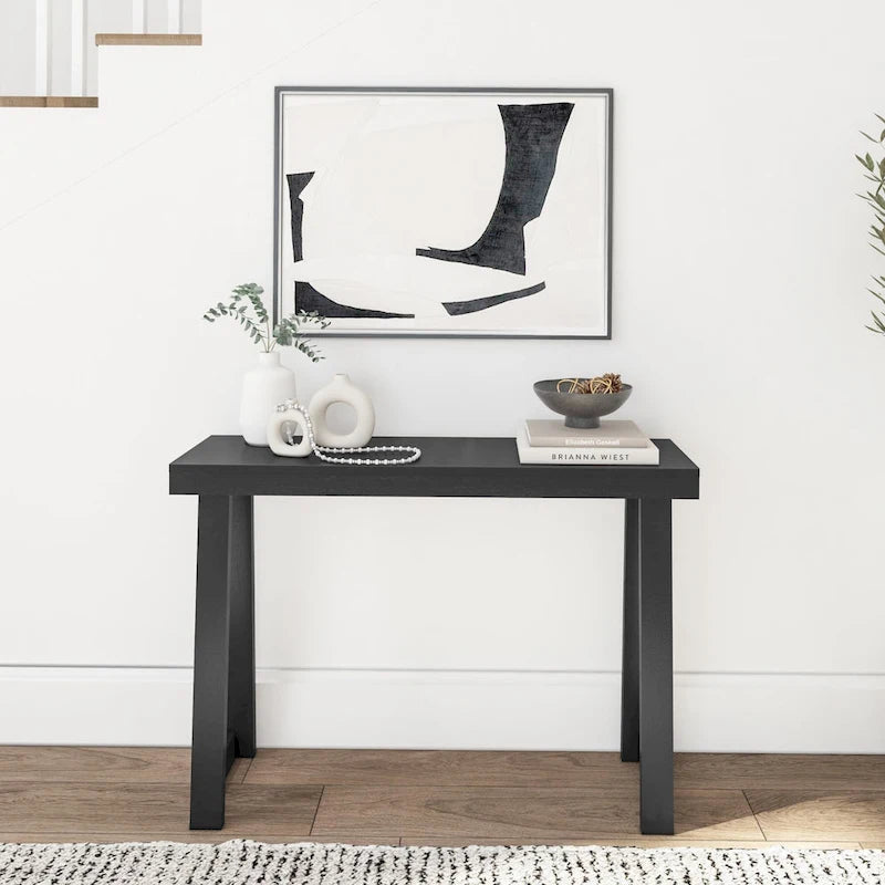 Table console style classique Blanc / Noyer US – 46 po