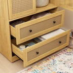 Armoire en bois brun à 2 portes et 2 tiroirs avec tringle, 1 personne