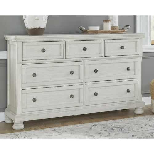 Commode à 7 tiroirs blanc antique | Simple