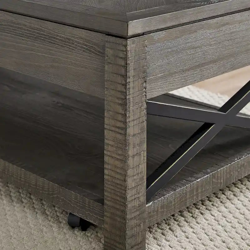 Table basse relevable Steve Silver Dawson en bois flotté vieilli