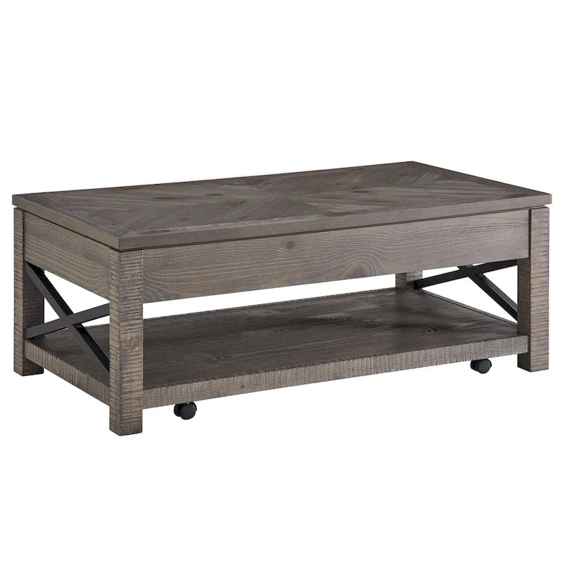 Table basse relevable Steve Silver Dawson en bois flotté vieilli