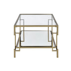 Table basse géométrique à plateau en verre couleur champagne, 1 étagère miroir