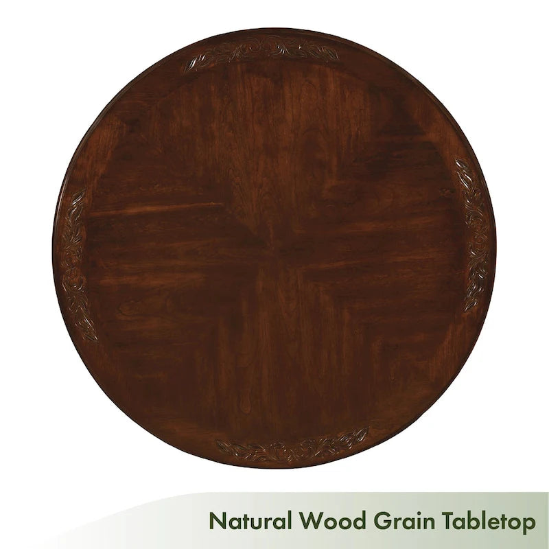 Table à manger ronde en cerisier marron, pied central, 4 places