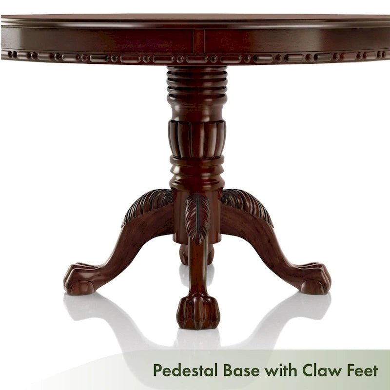 Table à manger ronde en cerisier marron, pied central, 4 places
