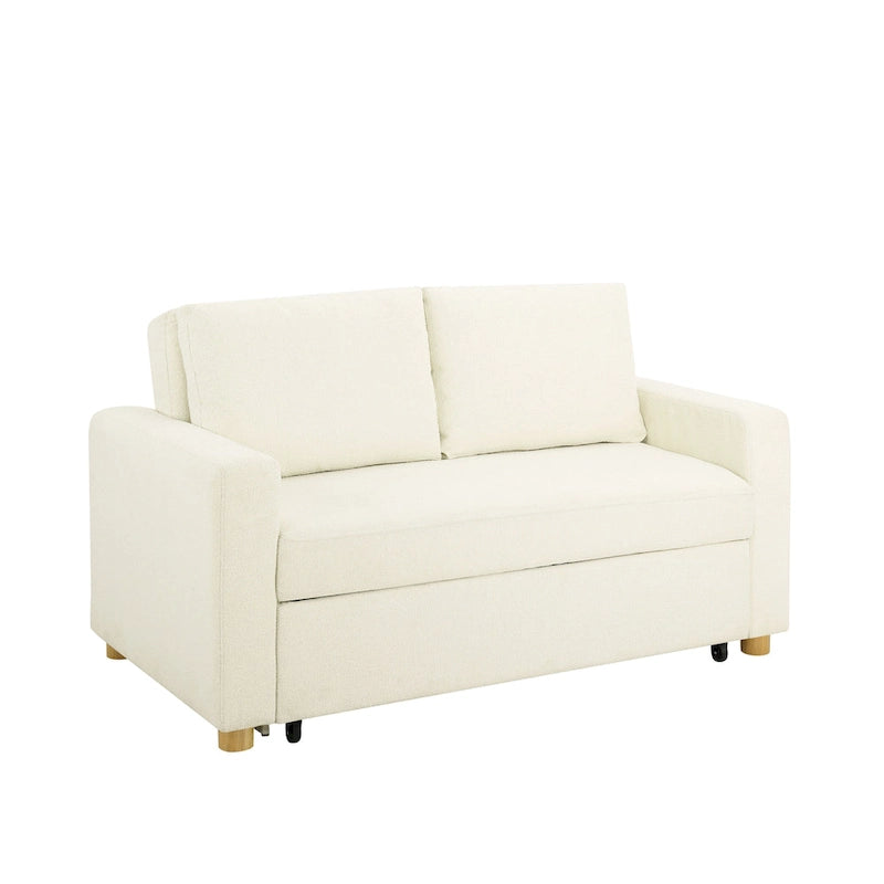 Causeuse convertible en boucle grise – Canapé / Chaise longue / Lit, 2 places