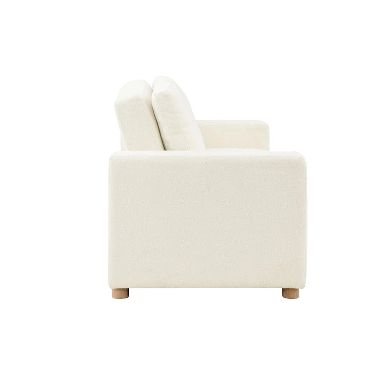 Causeuse convertible en boucle grise – Canapé / Chaise longue / Lit, 2 places
