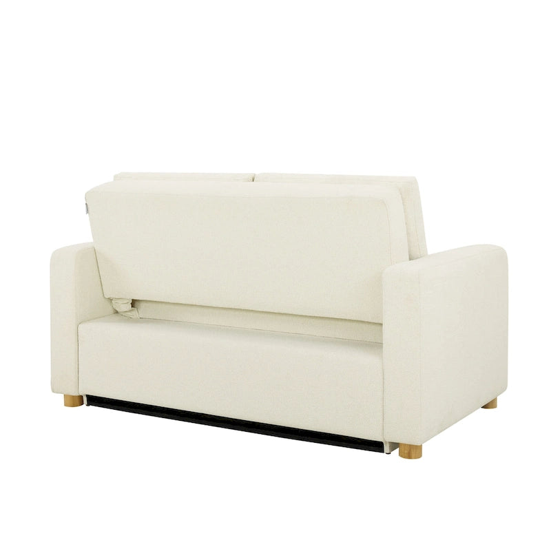Causeuse convertible en boucle grise – Canapé / Chaise longue / Lit, 2 places