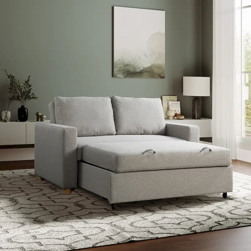 Causeuse convertible en boucle grise – Canapé / Chaise longue / Lit, 2 places