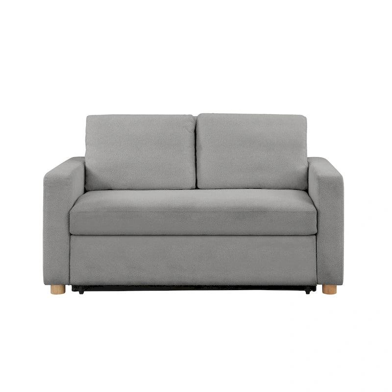 Causeuse convertible en boucle grise – Canapé / Chaise longue / Lit, 2 places