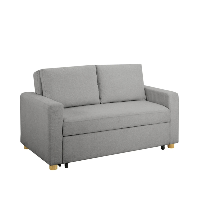 Causeuse convertible en boucle grise – Canapé / Chaise longue / Lit, 2 places