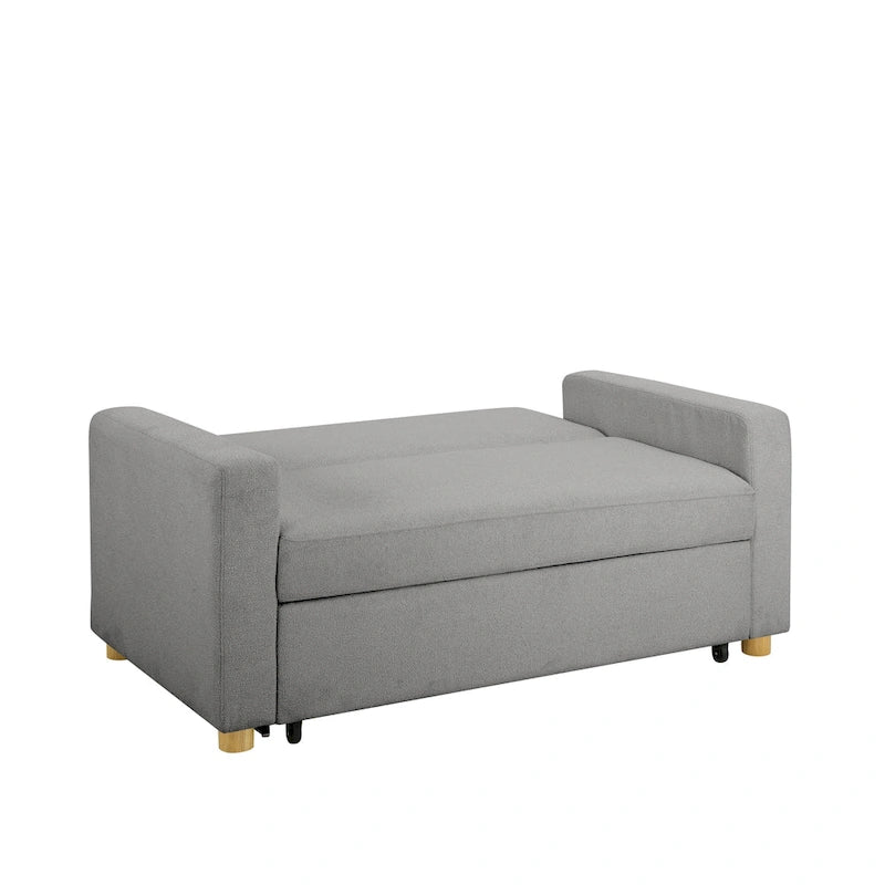 Causeuse convertible en boucle grise – Canapé / Chaise longue / Lit, 2 places