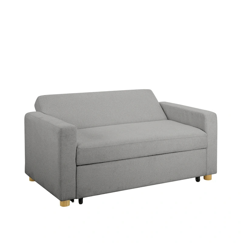 Causeuse convertible en boucle grise – Canapé / Chaise longue / Lit, 2 places