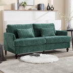 Canapé Loveseat 2 Places Rembourré en Chenille, Style Milieu de Siècle – Émeraude / Gris / Noir / Rose / Beige / Orange