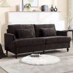 Canapé Loveseat 2 Places Rembourré en Chenille, Style Milieu de Siècle – Émeraude / Gris / Noir / Rose / Beige / Orange