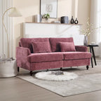 Canapé Loveseat 2 Places Rembourré en Chenille, Style Milieu de Siècle – Émeraude / Gris / Noir / Rose / Beige / Orange
