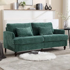 Canapé Loveseat 2 Places Rembourré en Chenille, Style Milieu de Siècle – Émeraude / Gris / Noir / Rose / Beige / Orange