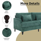 Canapé Loveseat 2 Places Rembourré en Chenille, Style Milieu de Siècle – Émeraude / Gris / Noir / Rose / Beige / Orange