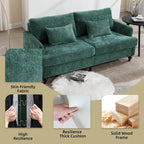 Canapé Loveseat 2 Places Rembourré en Chenille, Style Milieu de Siècle – Émeraude / Gris / Noir / Rose / Beige / Orange