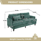 Canapé Loveseat 2 Places Rembourré en Chenille, Style Milieu de Siècle – Émeraude / Gris / Noir / Rose / Beige / Orange
