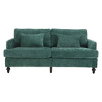 Canapé Loveseat 2 Places Rembourré en Chenille, Style Milieu de Siècle – Émeraude / Gris / Noir / Rose / Beige / Orange