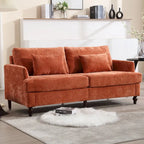 Canapé Loveseat 2 Places Rembourré en Chenille, Style Milieu de Siècle – Émeraude / Gris / Noir / Rose / Beige / Orange