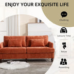 Canapé Loveseat 2 Places Rembourré en Chenille, Style Milieu de Siècle – Émeraude / Gris / Noir / Rose / Beige / Orange