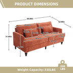 Canapé Loveseat 2 Places Rembourré en Chenille, Style Milieu de Siècle – Émeraude / Gris / Noir / Rose / Beige / Orange