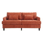 Canapé Loveseat 2 Places Rembourré en Chenille, Style Milieu de Siècle – Émeraude / Gris / Noir / Rose / Beige / Orange