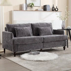 Canapé Loveseat 2 Places Rembourré en Chenille, Style Milieu de Siècle – Émeraude / Gris / Noir / Rose / Beige / Orange