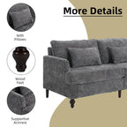 Canapé Loveseat 2 Places Rembourré en Chenille, Style Milieu de Siècle – Émeraude / Gris / Noir / Rose / Beige / Orange