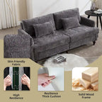 Canapé Loveseat 2 Places Rembourré en Chenille, Style Milieu de Siècle – Émeraude / Gris / Noir / Rose / Beige / Orange