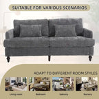 Canapé Loveseat 2 Places Rembourré en Chenille, Style Milieu de Siècle – Émeraude / Gris / Noir / Rose / Beige / Orange
