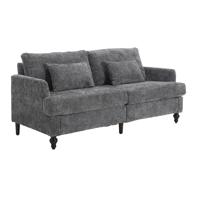 Canapé Loveseat 2 Places Rembourré en Chenille, Style Milieu de Siècle – Émeraude / Gris / Noir / Rose / Beige / Orange