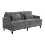 Canapé Loveseat 2 Places Rembourré en Chenille, Style Milieu de Siècle – Émeraude / Gris / Noir / Rose / Beige / Orange