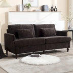Canapé Loveseat 2 Places Rembourré en Chenille, Style Milieu de Siècle – Émeraude / Gris / Noir / Rose / Beige / Orange
