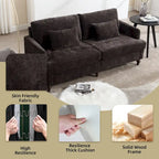 Canapé Loveseat 2 Places Rembourré en Chenille, Style Milieu de Siècle – Émeraude / Gris / Noir / Rose / Beige / Orange