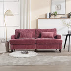 Canapé Loveseat 2 Places Rembourré en Chenille, Style Milieu de Siècle – Émeraude / Gris / Noir / Rose / Beige / Orange