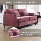 Canapé Loveseat 2 Places Rembourré en Chenille, Style Milieu de Siècle – Émeraude / Gris / Noir / Rose / Beige / Orange