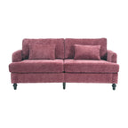Canapé Loveseat 2 Places Rembourré en Chenille, Style Milieu de Siècle – Émeraude / Gris / Noir / Rose / Beige / Orange
