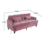 Canapé Loveseat 2 Places Rembourré en Chenille, Style Milieu de Siècle – Émeraude / Gris / Noir / Rose / Beige / Orange