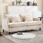 Canapé Loveseat 2 Places Rembourré en Chenille, Style Milieu de Siècle – Émeraude / Gris / Noir / Rose / Beige / Orange