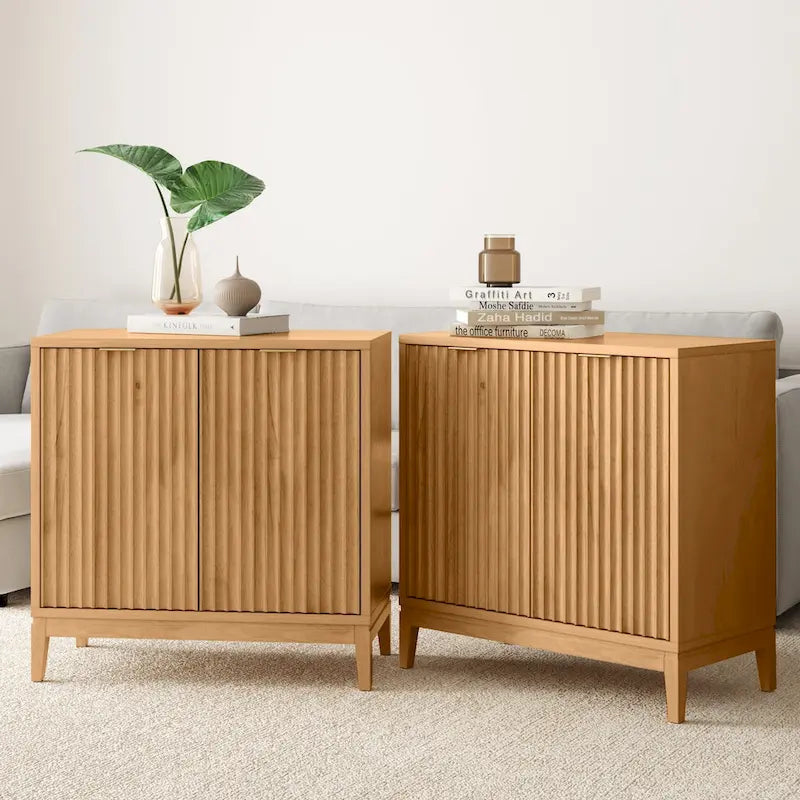 Bahut moderne Jasper, buffet de cuisine avec portes cannelées