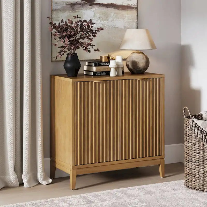 Bahut moderne Jasper, buffet de cuisine avec portes cannelées