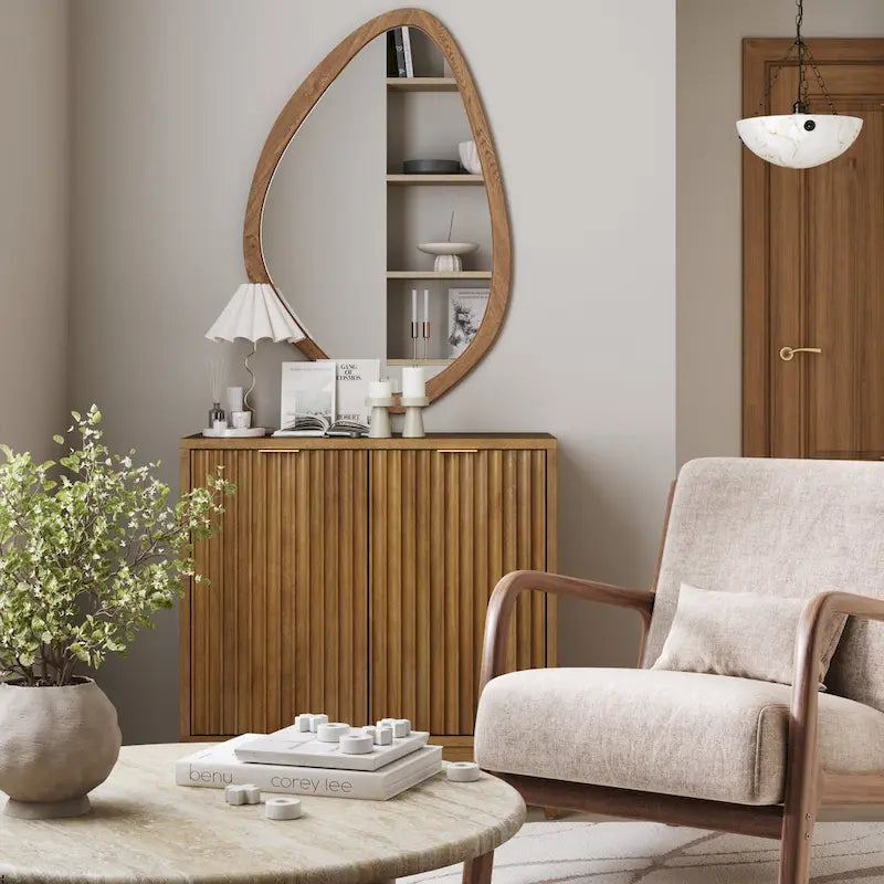 Bahut moderne Jasper, buffet de cuisine avec portes cannelées