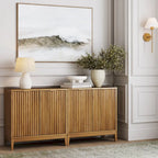Bahut moderne Jasper, buffet de cuisine avec portes cannelées