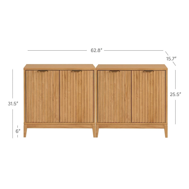 Bahut moderne Jasper, buffet de cuisine avec portes cannelées