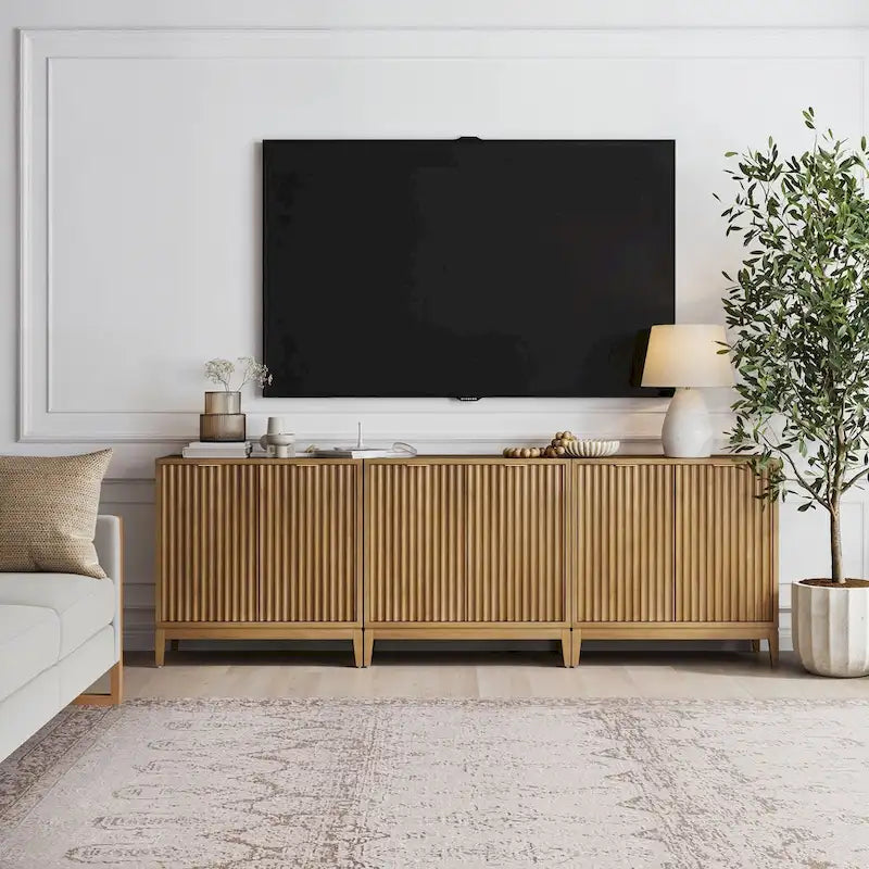 Bahut moderne Jasper, buffet de cuisine avec portes cannelées