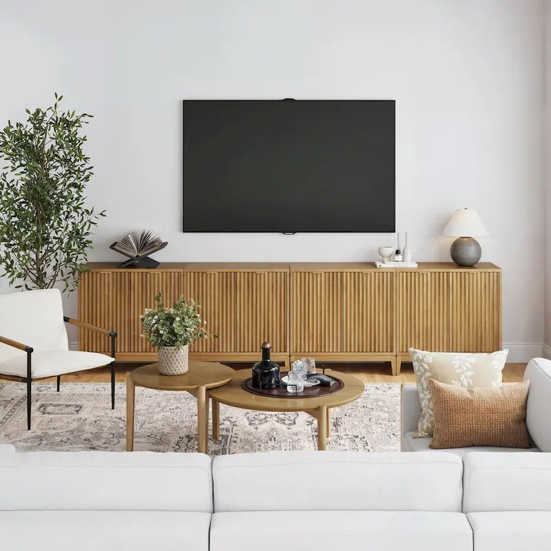 Bahut moderne Jasper, buffet de cuisine avec portes cannelées