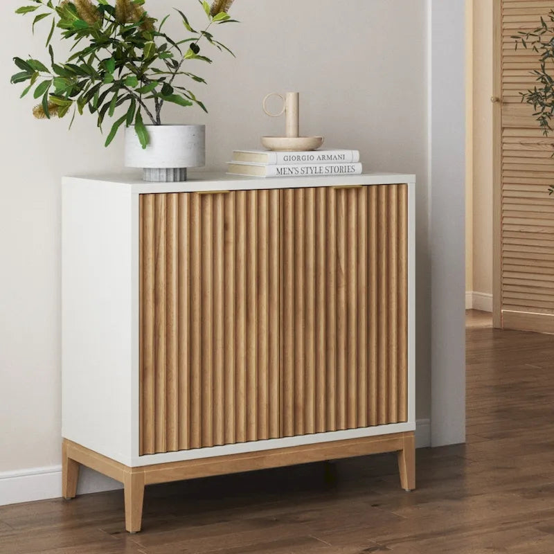 Bahut moderne Jasper, buffet de cuisine avec portes cannelées